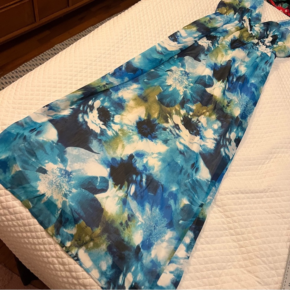 Motherhood Vibrant Blue and Green Maxi Dress Womens Small - Picture 4 of 14